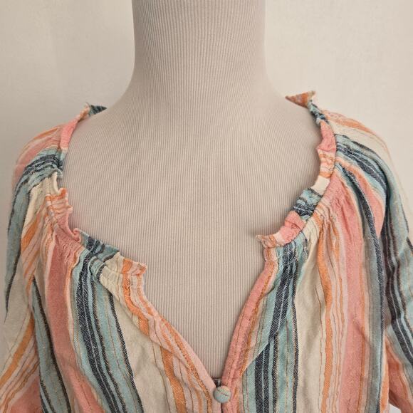 NEW Lane Bryant Linen Blend Blouse Striped Tie Front Summer Women Plus 28 - Picture 4 of 16